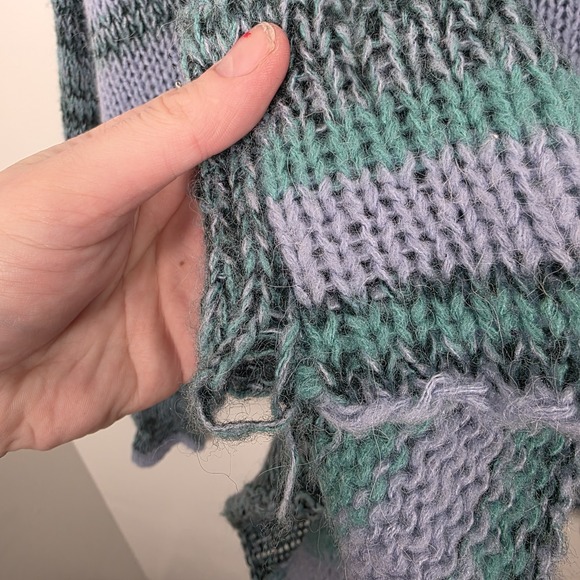 Free People Blue Candy Stripe‎ Cowl Neck Wool Alpaca Tunic Sweater Size Medium - Picture 10 of 14